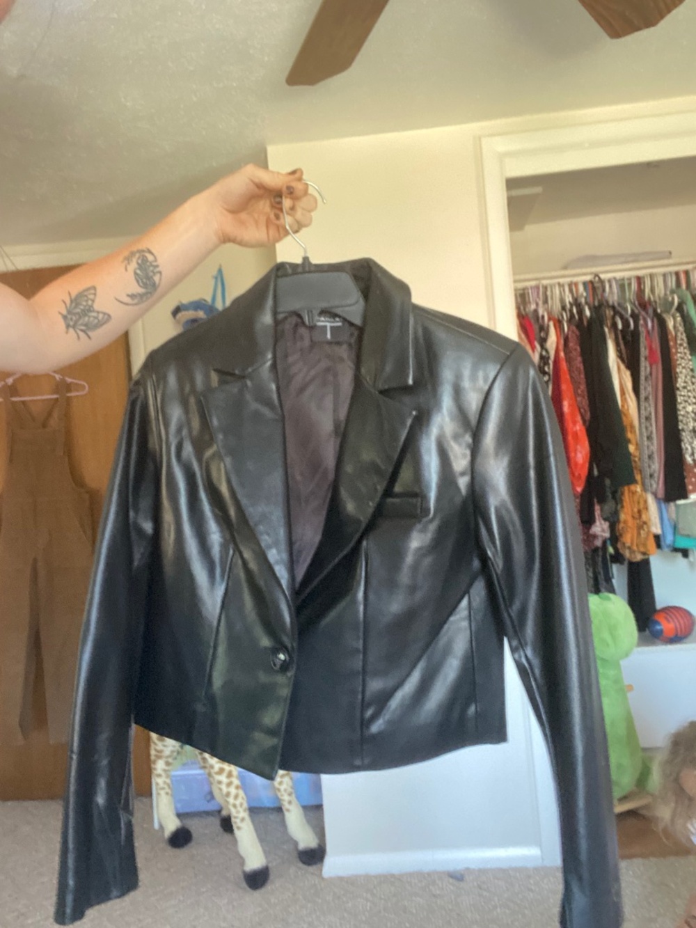 Tahari Faux Leather Blazer
